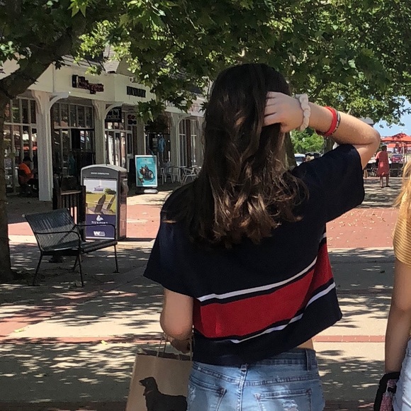 John Galt Brandy Melville red white and blue striped crop top - Picture 5 of 6